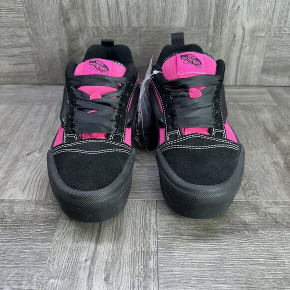 Vans Knu Skool Women size 7 Black Hot Pink Suede Platform Shoes - Picture 4 of 8